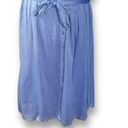 DKNY  Dress Blue Chambray Front Button Vneck Short Puff Sleeve Midi Size 16 Photo 6