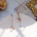 Elegant Flower Dangle Drop Earrings for Women Gold Photo 2