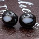 Vintage Eye Glass Black Cabochon Stud Earrings Photo 0