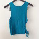 Urban Outfitters  Teal Blue Ribbed Knit Cut Out Tank Top Size Large Side Tie NEW Photo 6