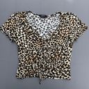 Ambiance Apparel Leopard Print Scrunched Crop Top  Photo 0