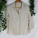 Coldwater Creek  Linen Button Striped Top S Photo 0