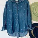 American Eagle AE Women's Button-Up Western Embroidery Stitched Blue Jean Denim Shirt | Size XL Photo 0