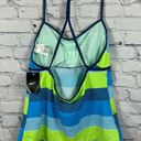 Nike  Women’s Tankini Swimsuit Top Racerback Aqua, Lime & Teal Stripes 16 NWT Photo 2