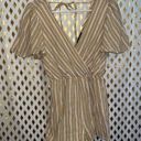 Trixxi  Striped Flutter Sleeve Faux Wrap Tie Romper Yellow jumpsuit Size S Photo 0