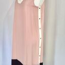 Doe & Rae New  Color Block Side Snap Dress Sleeveless V-Neck Shift Pink Black Photo 4