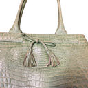 Talbots  Womens Genuine Leather Reptile Embossed Handbag Green Tote Purse Photo 1