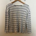 Faherty - Striped Blue White Cotton Blend Long Sleeve Scoop Neck Knit Top Photo 0