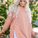 Edge NEW Dusty Peach Bohemian Exposed Seam Raw  Hi Lo Hemline Top Size Large Photo 6