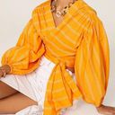 Wyatt Acler  Blouse Orange Cotton Puff Sleeve Wrap Top Size 10 Photo 0