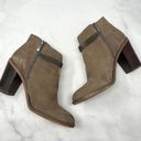 Franco Sarto Nubuck Leather Block Heel Ankle Bootie Boots Boho Western Taupe 7.5 Photo 1