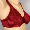 Vassarette Vintage  Bra Size 34C Second Skin Satin Red Lace Underwire 75-014 Photo 3