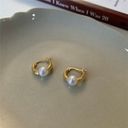 18K Gold Plated White Pearl Hoop Earrings for Women, Pearl Earrings Photo 1