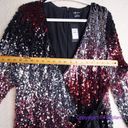 City Chic NEW  Irresistible Sequin Long Sleeve Faux Wrap Dress, red silver, 18 Photo 6