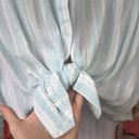 Abound Blue and White Striped  Front Tie Button-Up Blouse Photo 6