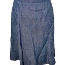 CAbi  100% Linen Skirt 8 A-Line Blue Chambray Patchwork High Waist Knee Length Photo 0