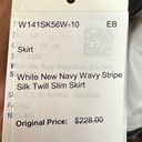 W By Worth  Wavy Stripe Silk Twill Slim Skirt - Navy/White - size 10 Photo 14