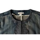 Coldwater Creek Womens  Shaped Embroidered Ornate Stretch Denim Jean Jacket Sz P8 Photo 2