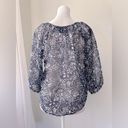 Full Tilt  Navy Blue & White Sheer Floral Print Tie-Front Blouse Photo 3