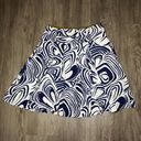 CAbi  Women's Blue/White Swirl Graphic Print Lombard Pleated A-Line Skirt size 4 Photo 0