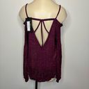 Chaser  Women's Size Medium Cold Shoulder Top Purple Shimmer Cage Back Blouse NWT Photo 2