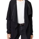 All Saints Dahlia Zipper Draped Waterfall Sweatshirt Cardigan Small Black Photo 0