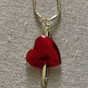 NWT Dagger In Red Heart Pendant on a Unique Gold Ball Chain Statement Necklace Photo 3