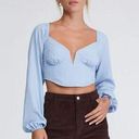 PacSun / LA Hearts Light Blue Long Sleeve Notched Corset Top Photo 0