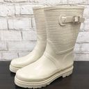 Michael Kors MICHAEL  Beige Sand Textured Rubber Lugged Soles Rain Boots Size 8 Photo 0