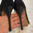 L.A.M.B. Black Suede Leather Peep Toe Pumps Photo 5