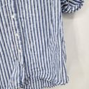 Draper James  Linen Blend Striped Roll Sleeve Women Large Button Front Top Photo 5