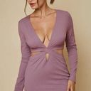 Blue Blush  Purple Long Sleeve Cut Out Bodycon Dress Photo 0