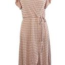 Caution to the Wind  Medium Midi Dress Faux Wrap Stretch Hi-Low V-Neck Cap Sleeve Photo 0