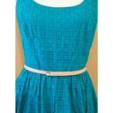 Donna Morgan NEW  ModCloth Teal Turquoise Eyelet Fit & Flare Belted Tea Dress 6 Photo 2