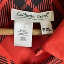 Coldwater Creek  Womens size XL P Button Up Plaid Long Sleeve Blouse Shirt Red Photo 6