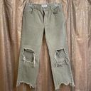 Free People  Maggie Mid-Rise Straight-Leg Ankle Jeans Washed Moss Sage Green 27 Photo 0