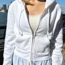 Brandy Melville John Galt White Crystal Cropped Hoodie Photo 5