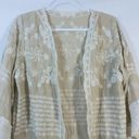 Solitaire  Tan Cream Embroidered Open Cardigan Wide Sleeves Size S Photo 2