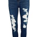 Wild Fable  Blue Dark Wash Distressed Stretch Md Rise Cropped Skinny Jean Size 0 Photo 0