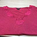 Natori | Pink Mauve Lace Trim V-neck Tee Photo 6