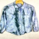 POL  Womens Sz L Tie Dye‎ Rough Cut Oversize Long Sleeve Button Down Gauze Photo 0