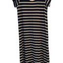 Daisy  Island Navy Striped Short Sleeve Maxi Dress UPF 50 L NWT Photo 0