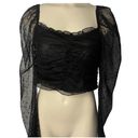 Divided  by H&M Crop Top MEDIUM Womens Black Sheer Long Sleeve Square Neck Casual Photo 0