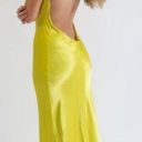 Meshki  Lucia Maxi Satin Cutout Slip Dress Golden Yellow Chartreuse Womens Size M Photo 1