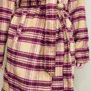 A New Day NWT  Carmel & Burgundy Plaid Long Waist Tie Wool Coat Photo 3