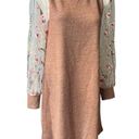 Renee C . Brown Metallic Dress with Sheer Mesh Embroidered Long Sleeves; Sz M Photo 2