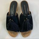 Donald Pliner  Marra Mule Slide Sandal Black Suede Sz 6 Tassels Cork Low Heel Photo 8