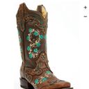 Corral  Studded Floral Leather Embroidery Square Toe Western Boots Photo 10