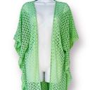 Leshop Sherbet Green Open Knit Short Sleeve Crochet Lace Cardigan Swim Cover Size L Photo 0