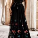 SheIn  Black Satin Embroidered Strapless Dress Photo 7